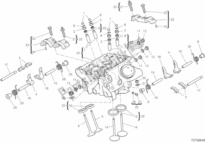 Todas as partes de Cabeça Vertical do Ducati Diavel 1260 USA 2020